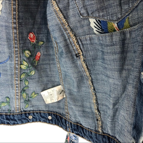 Blank NYC Wild Child Bird Embroider Denim Jacket S - Picture 7 of 15